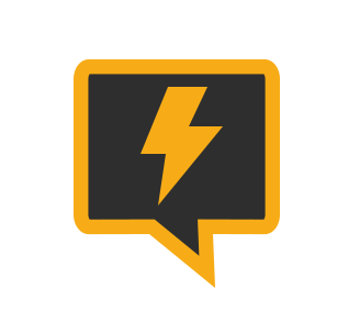 Total Social Media Icon Speech Bubble – Dark Grey with Yellow Outline