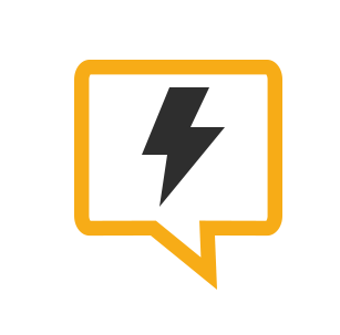 Total Social Media Icon Speech Bubble – Yellow Outline Black Bolt